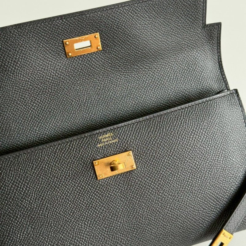 99新🆕 Hermès 愛馬仕 Kelly 長夾 黑色金釦-6