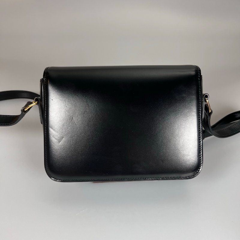 CELINE 黑金皮革方側邊包-1