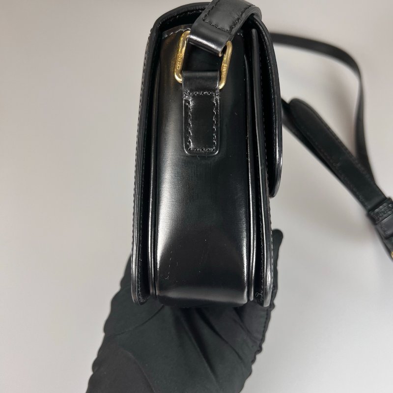 CELINE 黑金皮革方側邊包-2
