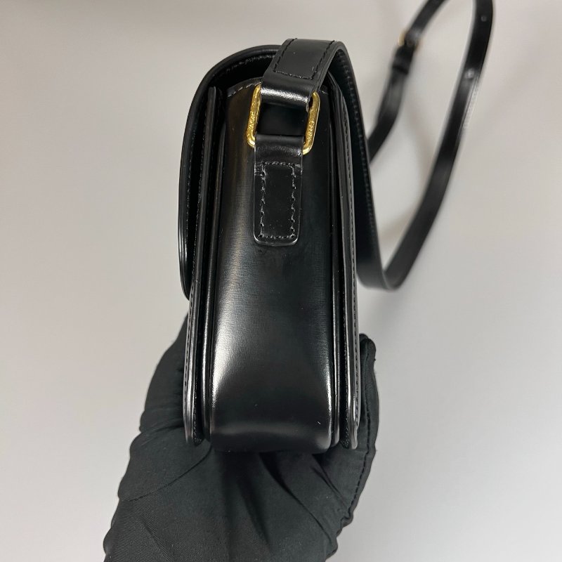 CELINE 黑金皮革方側邊包-3