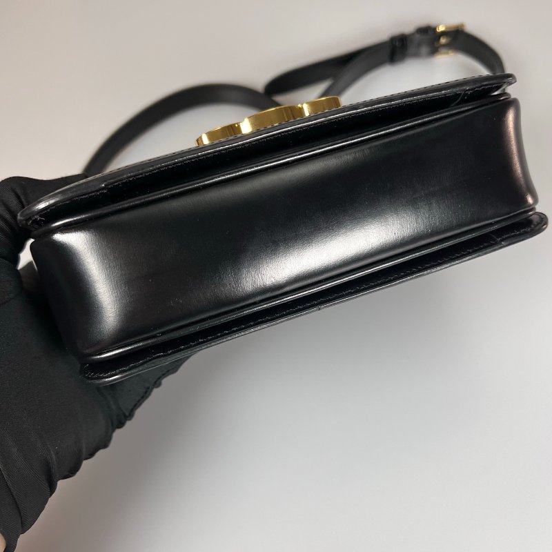 CELINE 黑金皮革方側邊包-4