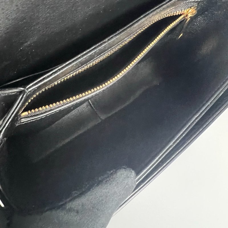 CELINE 黑金皮革方側邊包-6