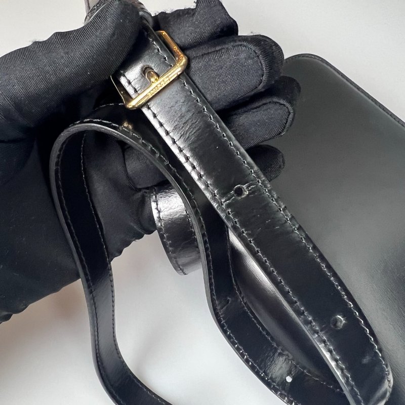 CELINE 黑金皮革方側邊包-9