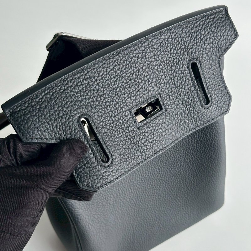 99新🆕 全配有購證🙌🏻 Hermès 愛馬仕 Hac A Dos 黑色銀釦-12