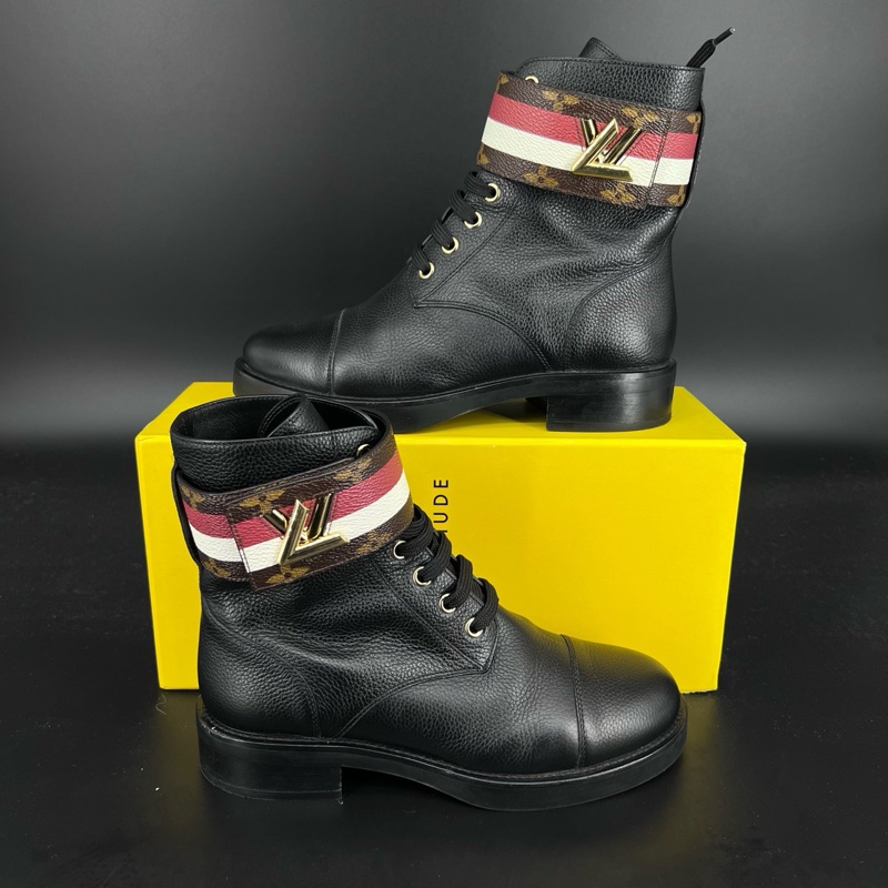 Louis Vuitton路易威登 黑色 老花綁帶短靴 36.5 碼-5