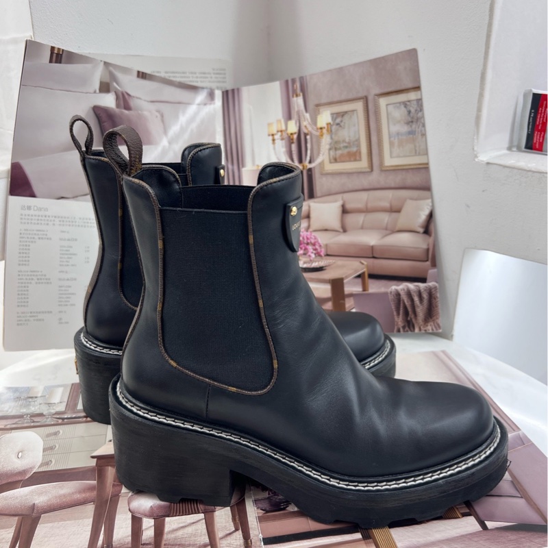 97新 Louis Vuitton路易威登 切爾西 黑色 短靴 37碼-2