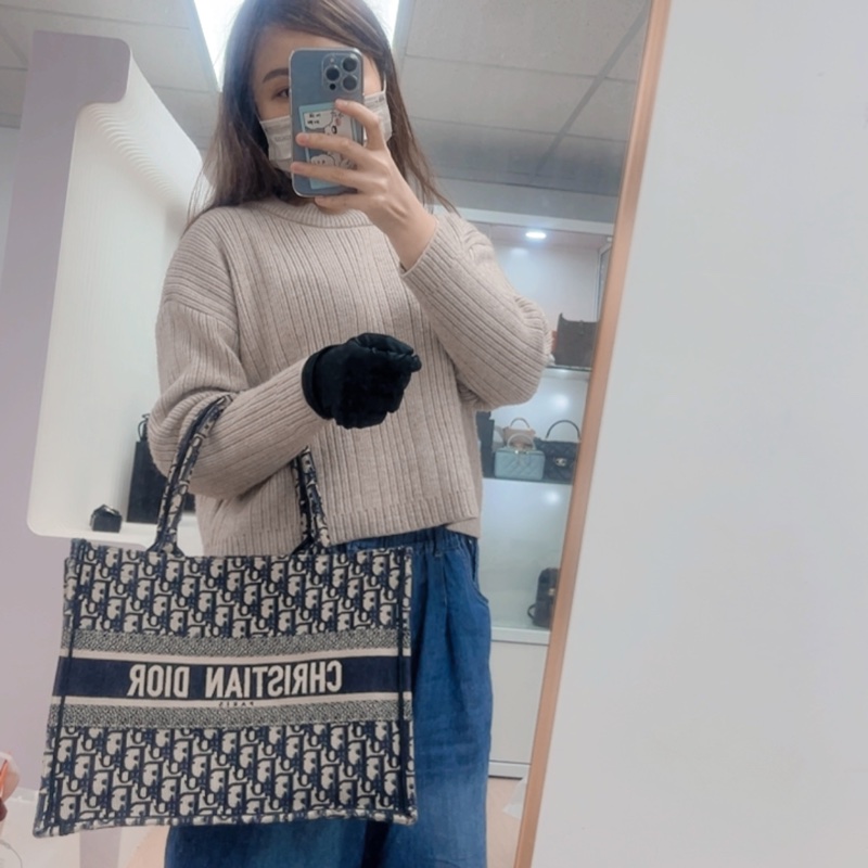 Dior book 藍色老花中號托特-12