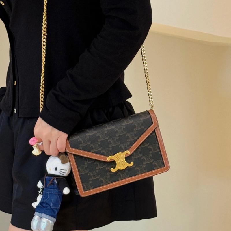 【極新🎁】 Celine Margo Triomphe 凱旋門老花 斜背包（專櫃95,000）-0