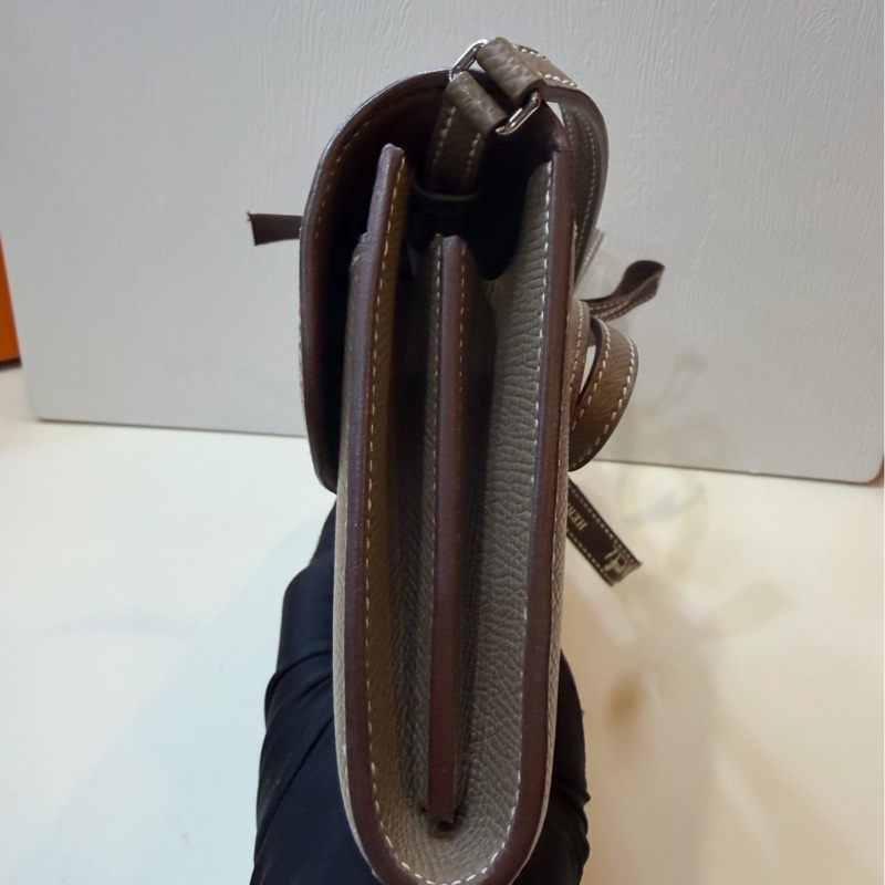 HERMES 愛馬仕 康康to go 皮大象灰 銀扣 epsom皮 肩帶 底20-1