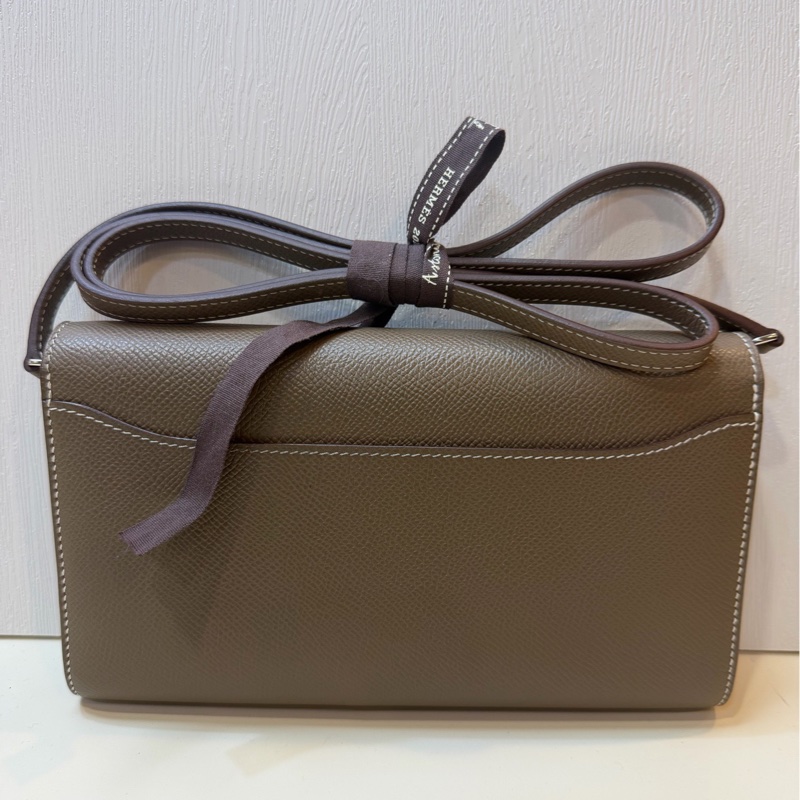 HERMES 愛馬仕 康康to go 皮大象灰 銀扣 epsom皮 肩帶 底20-2