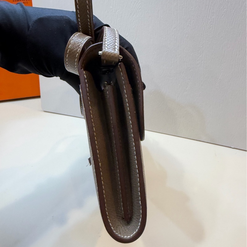 HERMES 愛馬仕 康康to go 皮大象灰 銀扣 epsom皮 肩帶 底20-3