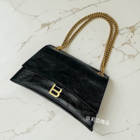 莉亞精品♡BALENCIAGA Crush 牛皮翻蓋鏈條沙漏包 二手
