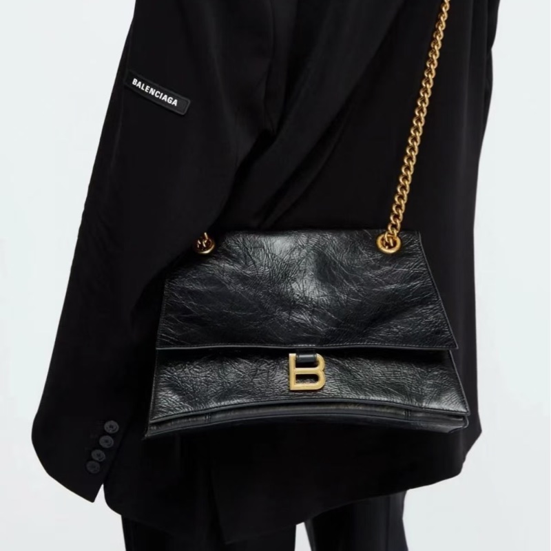 莉亞精品♡BALENCIAGA Crush 牛皮翻蓋鏈條沙漏包 二手-1