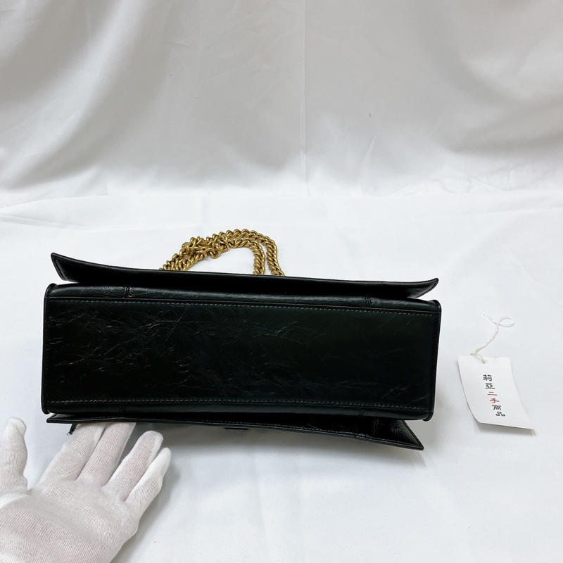 莉亞精品♡BALENCIAGA Crush 牛皮翻蓋鏈條沙漏包 二手-5