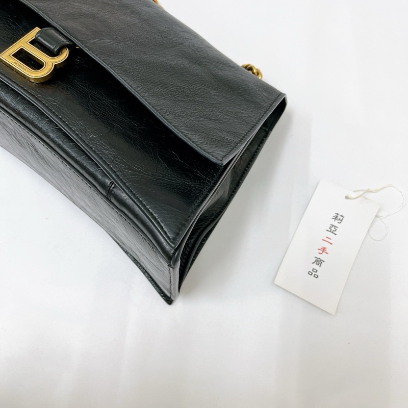 莉亞精品♡BALENCIAGA Crush 牛皮翻蓋鏈條沙漏包 二手-9