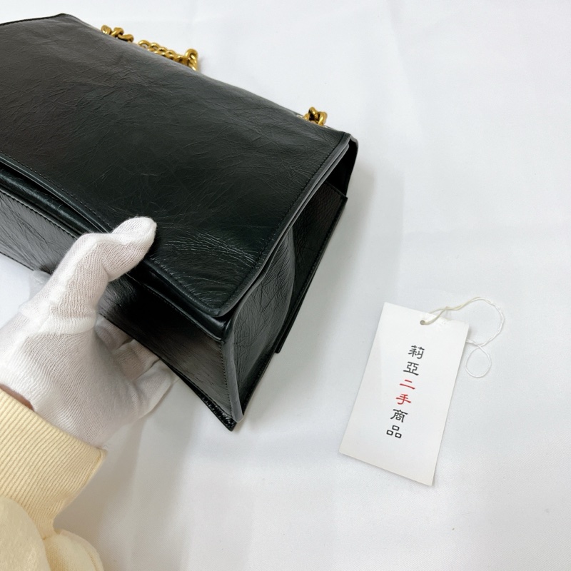 莉亞精品♡BALENCIAGA Crush 牛皮翻蓋鏈條沙漏包 二手-11