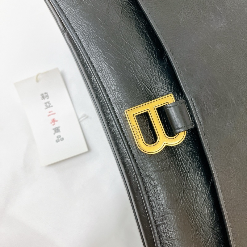 莉亞精品♡BALENCIAGA Crush 牛皮翻蓋鏈條沙漏包 二手-14