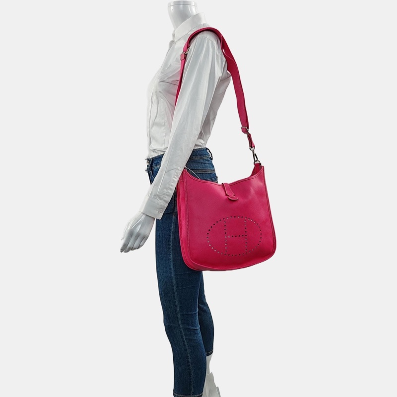 HERMES 愛馬仕 Evelyne29驚艷粉Epsom牛皮單肩包-2