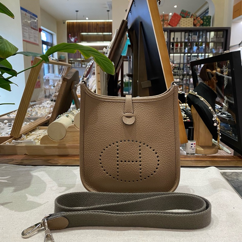 愛馬仕/Hermes mini evelyne 伊芙琳 灰棕色-0