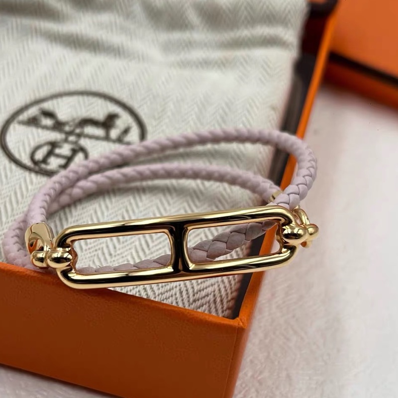 全新未使用 Hermes 愛馬仕 Roulis 豬鼻子手環 夢幻紫-5