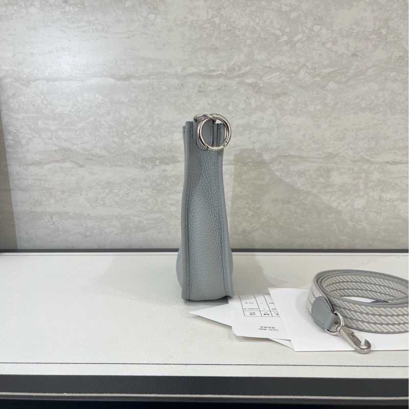 HERMES愛馬仕 Mini+Evelyne聖杯藍配錫器灰肩帶 TC皮 尺寸:16*17*6cm+2-3