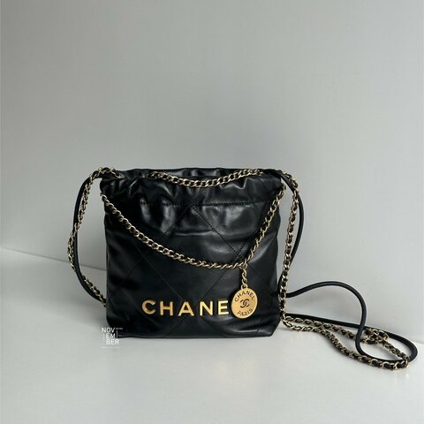 99新🆕 全配有購證🙌🏻 Chanel 香奈兒 22 bag mini 黑色金釦