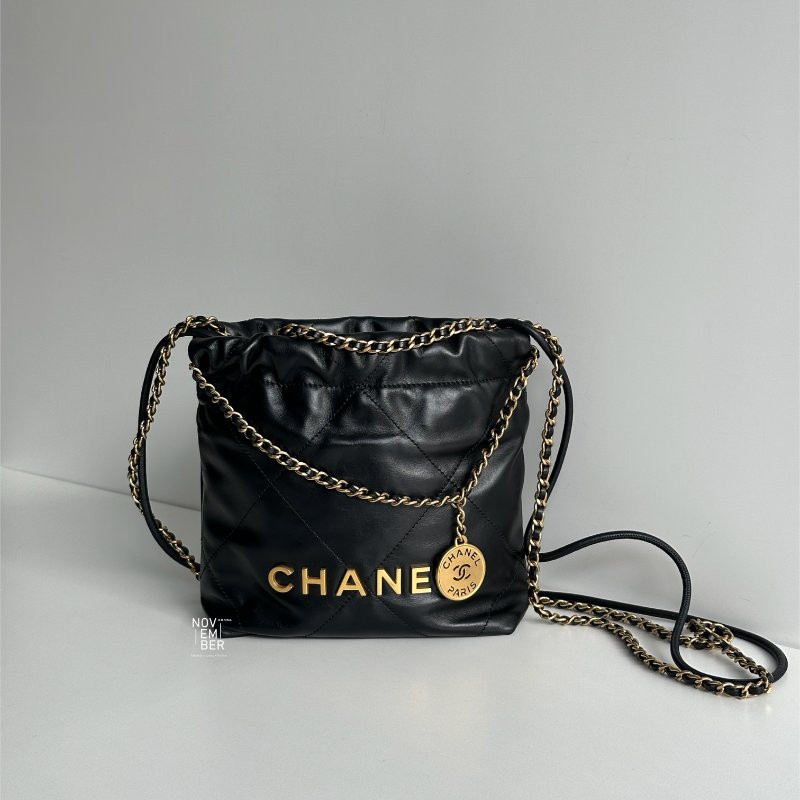 99新🆕 全配有購證🙌🏻 Chanel 香奈兒 22 bag mini 黑色金釦-0
