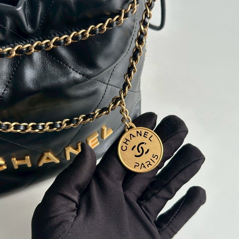 99新🆕 全配有購證🙌🏻 Chanel 香奈兒 22 bag mini 黑色金釦-11
