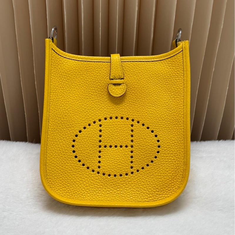 Hermes愛馬仕 Evelyne mini16伊芙琳銀扣 那不勒斯黃-1