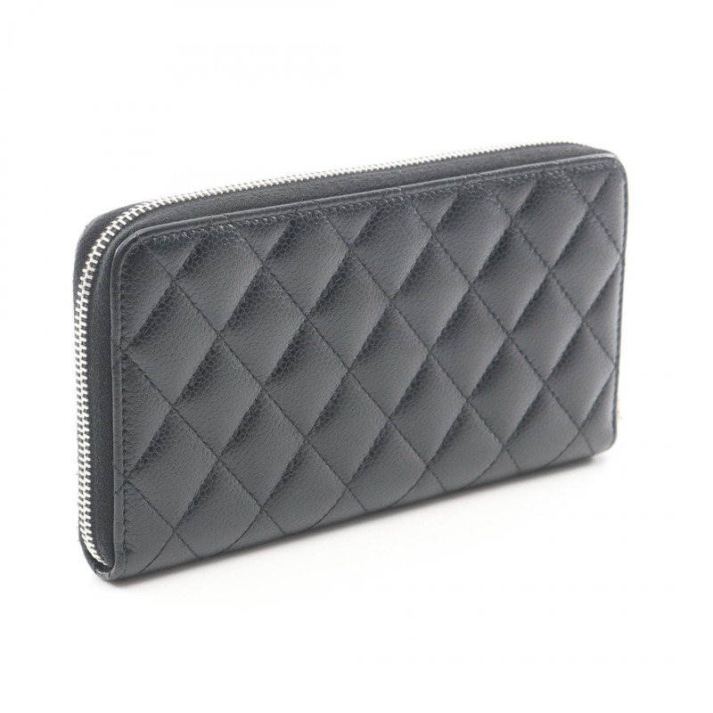 香奈兒 (CHANEL) Matelasse 拉鍊長款皮夾 A50097 黑色小牛皮二手-1