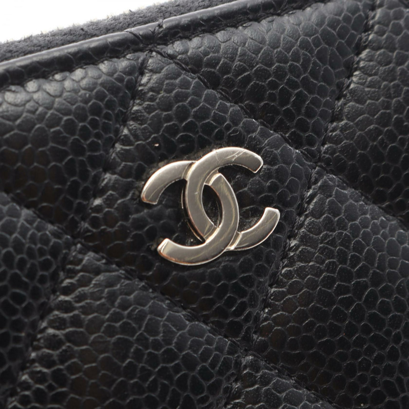 香奈兒 (CHANEL) Matelasse 拉鍊長款皮夾 A50097 黑色小牛皮二手-5