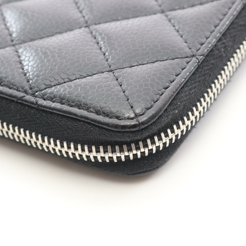 香奈兒 (CHANEL) Matelasse 拉鍊長款皮夾 A50097 黑色小牛皮二手-8