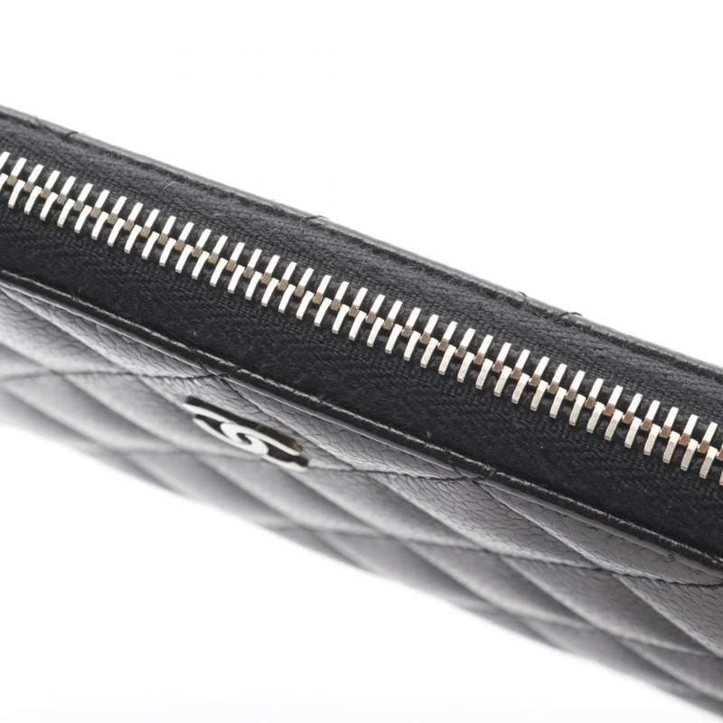 香奈兒 (CHANEL) Matelasse 拉鍊長款皮夾 A50097 黑色小牛皮二手-9