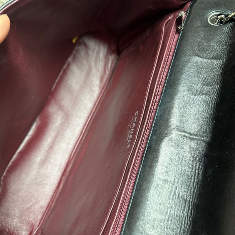 香奈兒 黑色 羊皮鍊條包 Chanel CC Maxi Jumbo Single Flap Chain Bag-25