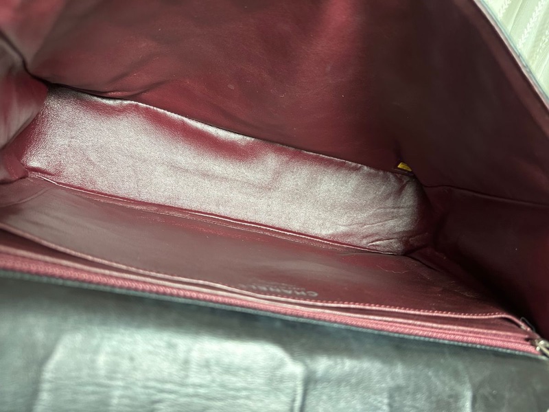 香奈兒 黑色 羊皮鍊條包 Chanel CC Maxi Jumbo Single Flap Chain Bag-26