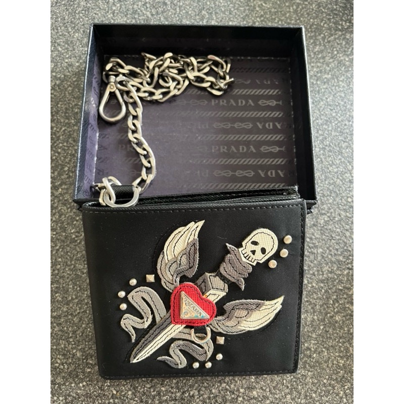 Prada 男女可用皮夾 Rocker 風 可放零錢 99成新-0