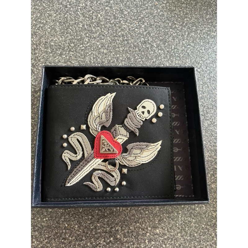 Prada 男女可用皮夾 Rocker 風 可放零錢 99成新-4