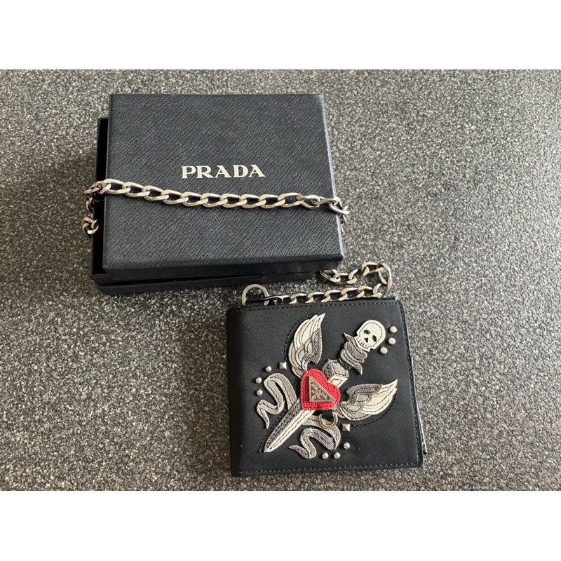Prada 男女可用皮夾 Rocker 風 可放零錢 99成新-5