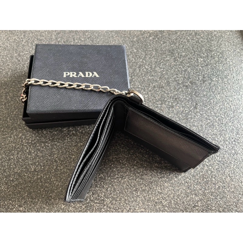 Prada 男女可用皮夾 Rocker 風 可放零錢 99成新-7