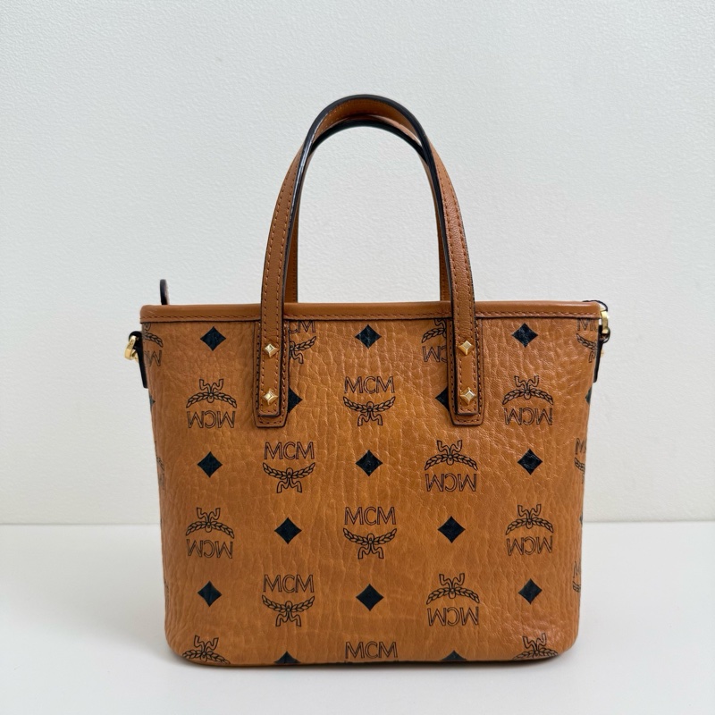 MCM 乾邑色 迷你 老花 菜籃子手提斜挎包-2