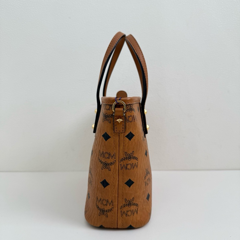 MCM 乾邑色 迷你 老花 菜籃子手提斜挎包-4