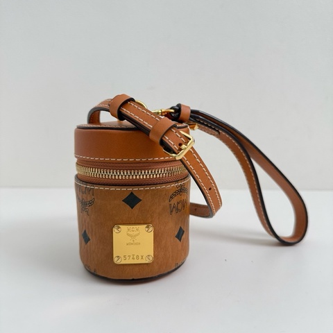 MCM 乾邑色 經典老花 迷你桶包斜挎包