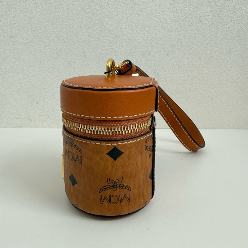 MCM 乾邑色 經典老花 迷你桶包斜挎包-4