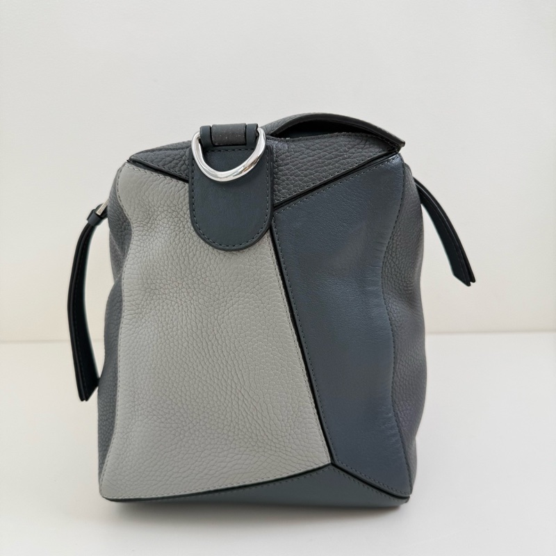 LOEWE/羅意威 Puzzle 大號拼色淺灰拼深灰 銀扣-3