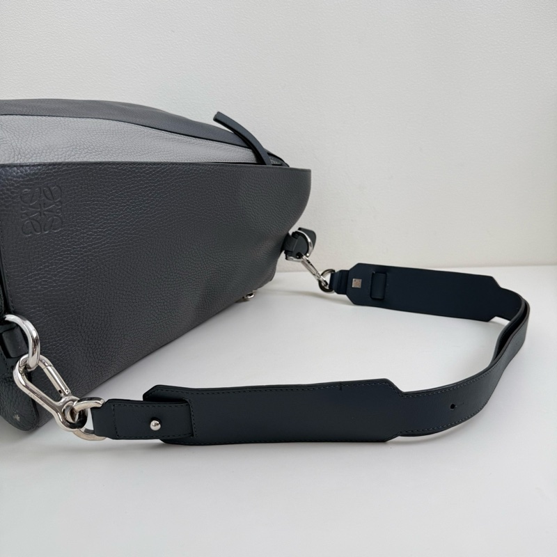 LOEWE/羅意威 Puzzle 大號拼色淺灰拼深灰 銀扣-5