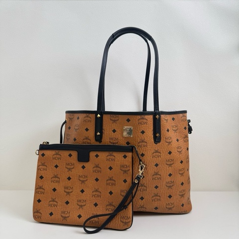 MCM 乾邑色老花 托特子母單肩包
