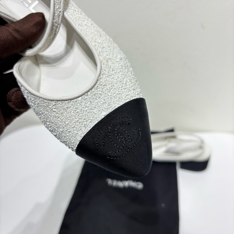 閒置新 未使用 香奈兒Chanel 高級手工坊系列 白色亮片瑪麗珍鞋 36.5碼 附件:塵袋-4