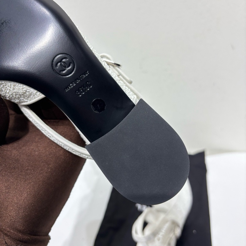 閒置新 未使用 香奈兒Chanel 高級手工坊系列 白色亮片瑪麗珍鞋 36.5碼 附件:塵袋-6