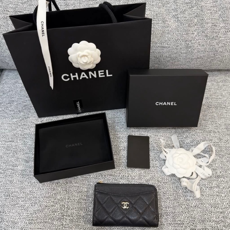 極新💫Chanel L型卡片零錢包|短夾|晶片款🖤-0