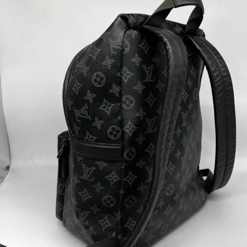 LV後背包塗層帆布拼牛皮 黑色拼白色37 x 40 x 20  9新 配件塵袋-4